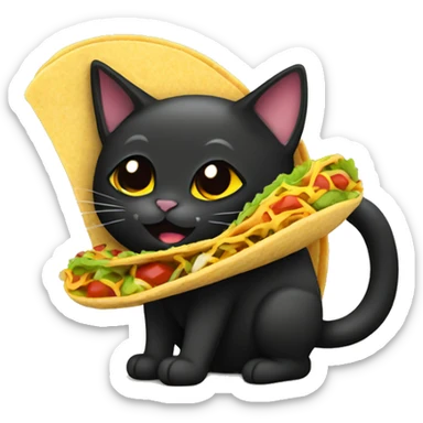 Black cat holding a taco sticker