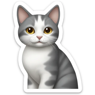 Grey and white bicolor cat  sticker