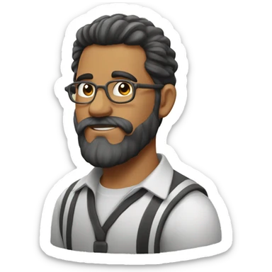 homem moreno, barbudo e careca sticker