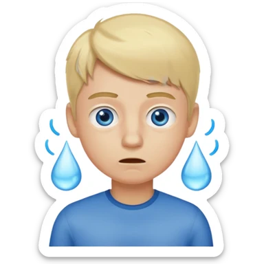 boy with an unpleasant body odor, blond and blue eyes. sticker