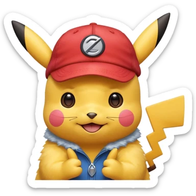 pikachu wearing Ash Ketchum's hat sticker