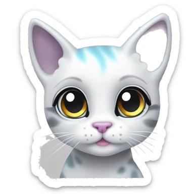 ethereal cute white and grey cat littlest pet shop lisa frank style sticker