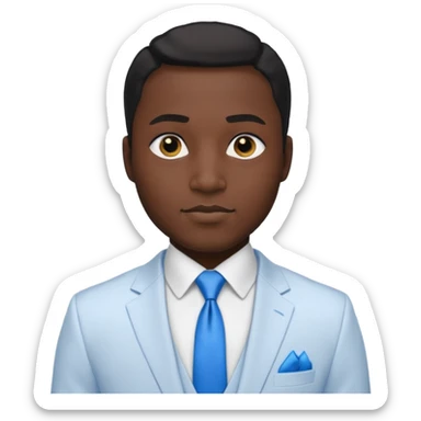 businessman, black skin, black eyes, white suit, blue tie sticker