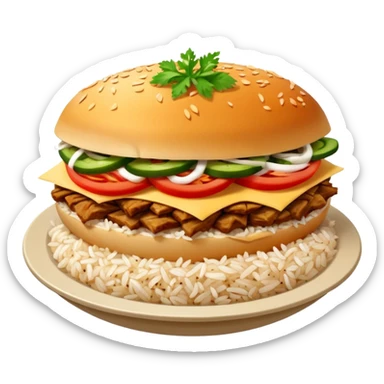 rice topped with döner sticker