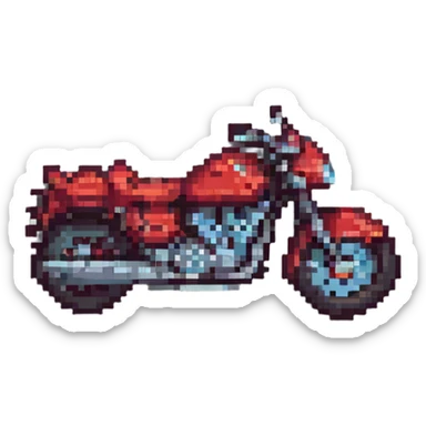 simple red motorcycle, pixel art style, small favicon icon sticker