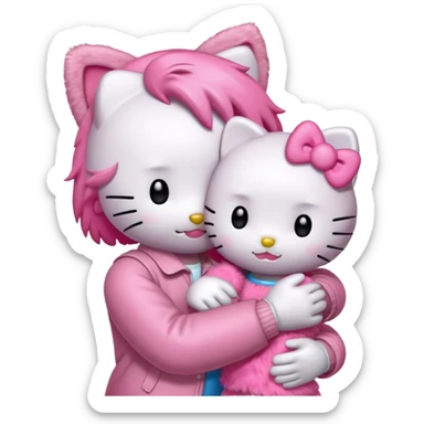 Hello kitty with danel her boyfriend hugging  sticker