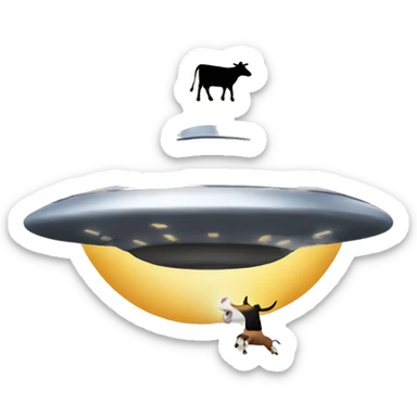 UFO abducting a cow sticker