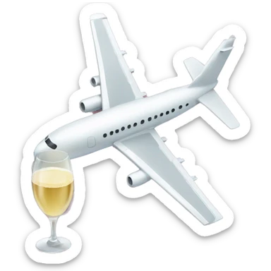 Plane and a bottle of champagne  sticker