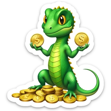 Lizard with money sticker