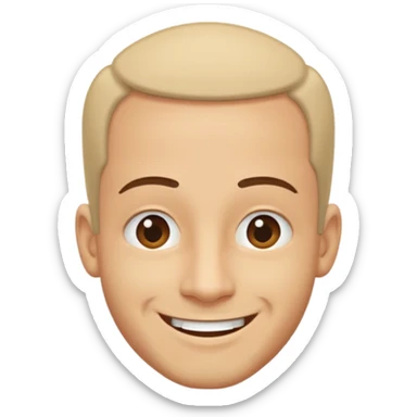 Claudio Vieira De Oliveira, smiling with his head turned upside-down, simple background sticker