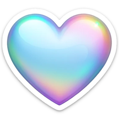 white heart with a holographic effect sticker