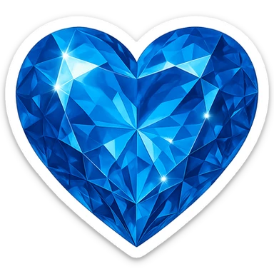 heart with a sparkling sapphire gem effect, no background sticker