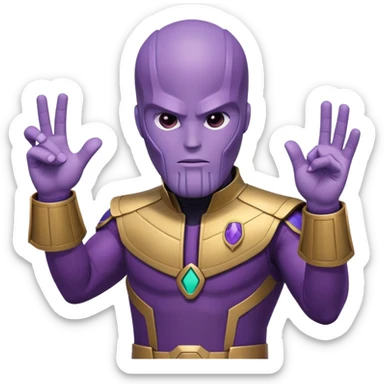 Thanos wearing a Squid Game guard uniform making a hand gesture sticker