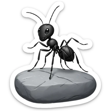 an ant that is jumping over stones sticker