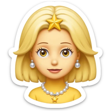3D emoji head-only, smooth plastic, soft studio light, big round eyes, bold outline, centered, transparent bg,
Lisa Simpson, yellow skin, eight-point star hair, white pearl necklace sticker