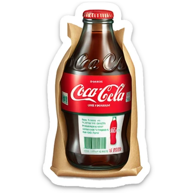 miniature Coca-Cola bottle inside a sandwich bag  sticker