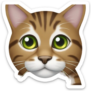 green eye, brown tabby cat from head to toes sticker