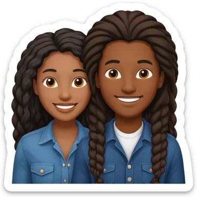 Black lesbian couple with one masculine and one feminine with long hair  sticker