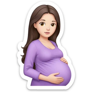 Brunette long hair lady pregnant with light purple clothes sticker