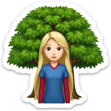 put a standing girl under the tree sticker