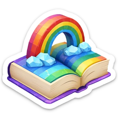 fantasy magic RAINBOW book low poly sticker