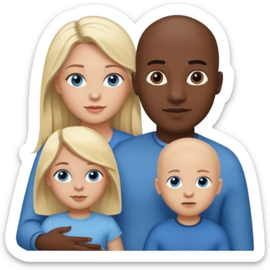 Eigene Familienbild mit 3 Personen; Frau mit dunklen Augen und dunkle lange Haare; Vater mit Vollglatze und Blaue Auge und ohne Brille;  kleinkind mit blonden Haaren und dunklen Augen und ohne Brille sticker