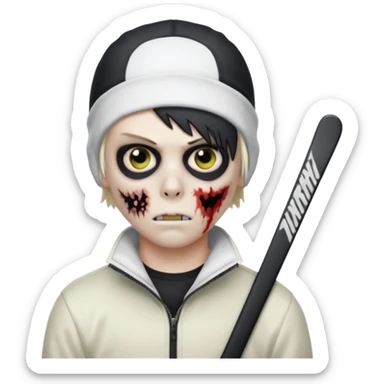 zombie boy with emo hair and white shirt with a ski mask on hair from Nike da syna sticker