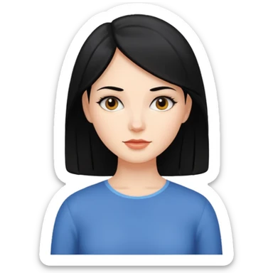 femme blanche avec des cheveux noir et lisse sticker