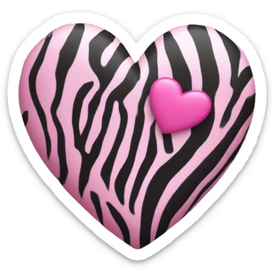 a pink heart with zebra print sticker