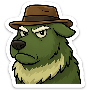 strict sheepdog with a hat, bufo style sticker