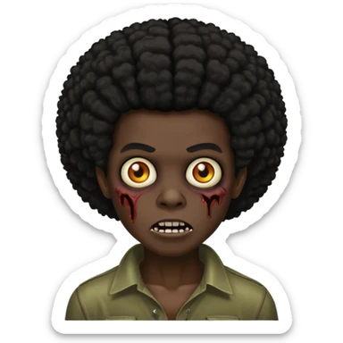 Zombie dark black Afro hair sticker