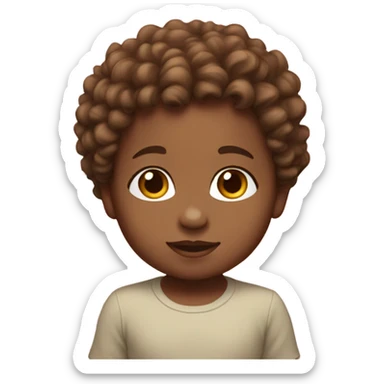 Baby toddler standing mix skin color brown curly hair  sticker
