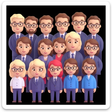 depict 8 designers and one manager sticker