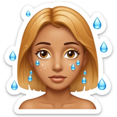 Water on female face sticker