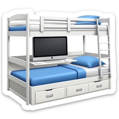 Triple bunk bed white with desk underneath  sticker