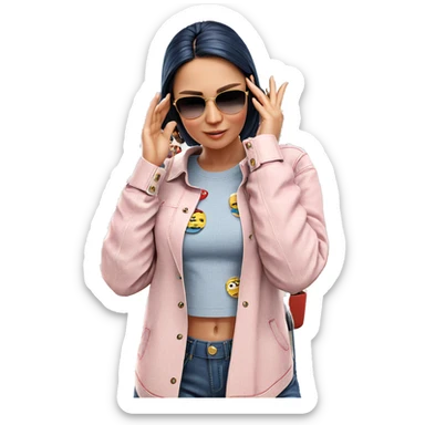 stylish girl in denim outfit sticker
