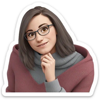 smiling girl in grey sweater sticker