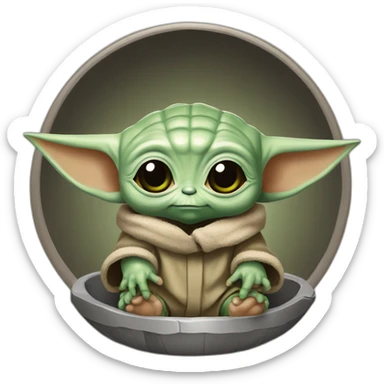 baby yoda sentado en el juego de tronos sticker