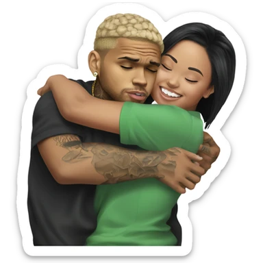 Hyper Realistic Chris Brown hugging Karruche Tran sticker