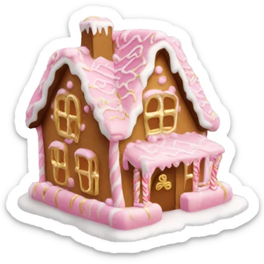 pink and gold frosted cute gingerbread house sticker