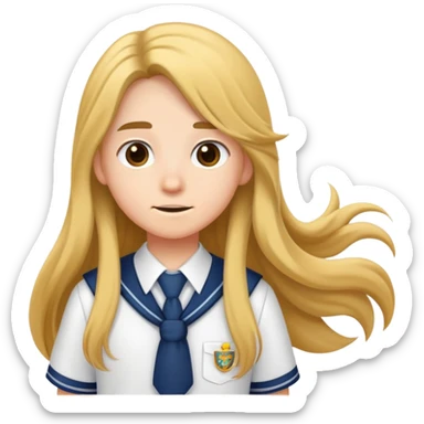 cartoon character with long hair wearing a school uniform sticker