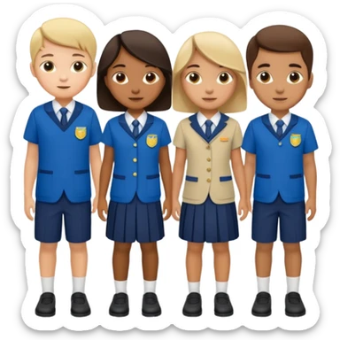 Display a complete set of women's school uniforms sticker