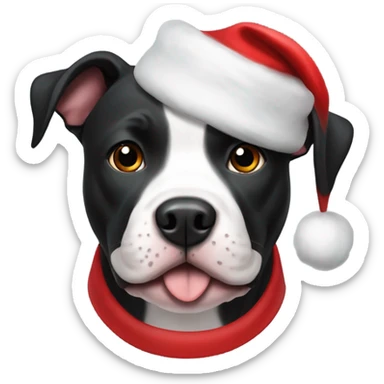 Black pitbull with Santa hat sticker