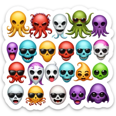 Create for me a collection of funny, scary and weird emojis sticker