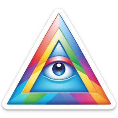 The Illuminati triangle spits out a rainbow sticker