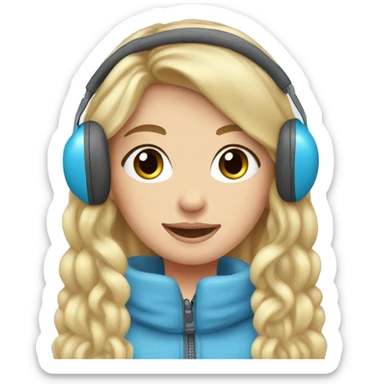 long blonde hair blue eyed girl wearing winter earmuffs sticker