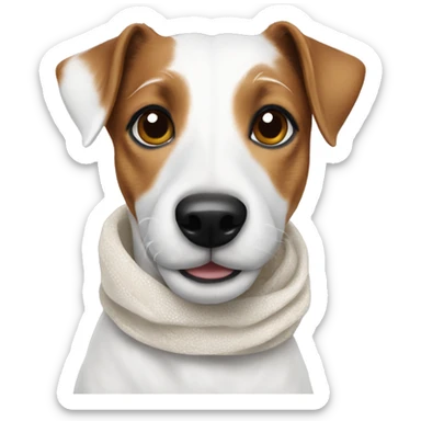 jack russell terrier wearing a white scarf sticker