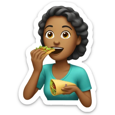 Woman eating taco sticker