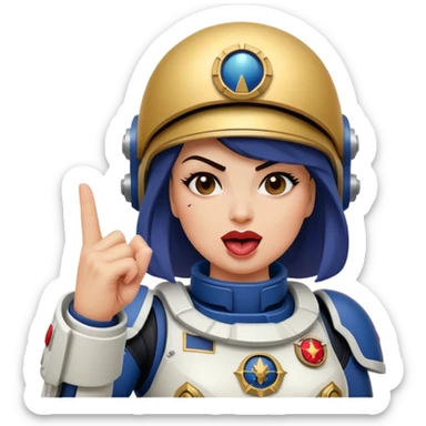 woman space marine middle finger and face with tongue out wink eye sticker