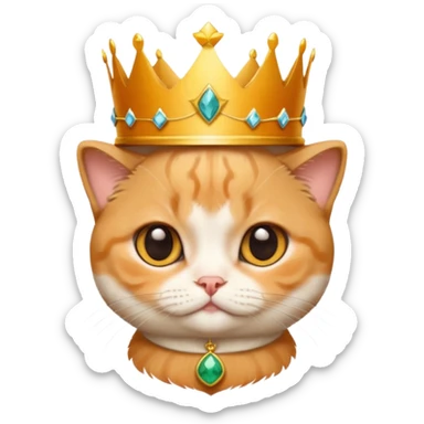 Orange Scottish fold kitten with crown queen  sticker